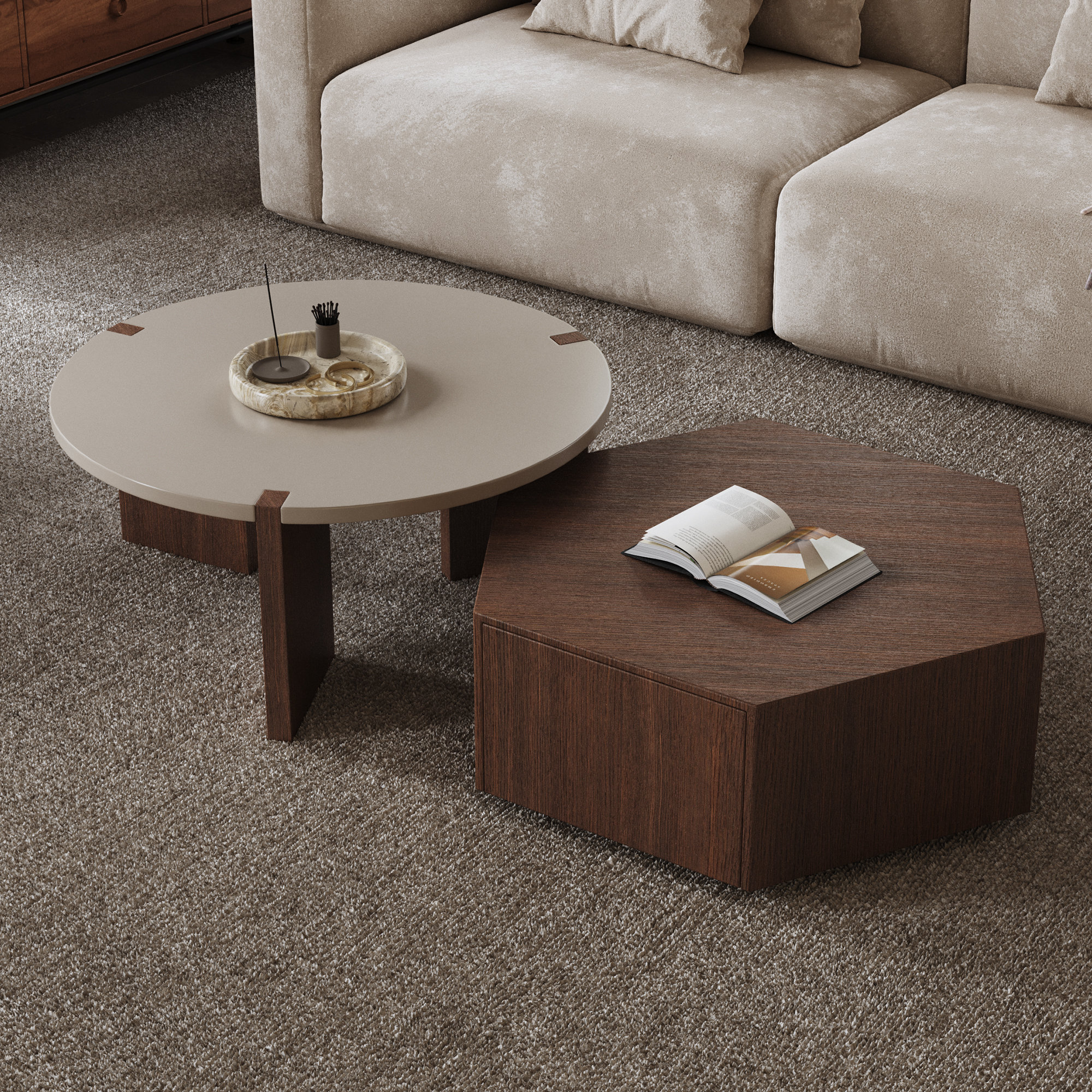 Ivy Bronx Pompilie 2 Piece Wood Nesting Coffee Table Set With